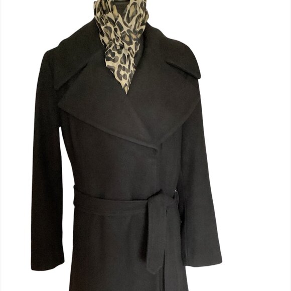 LONDON FOG Women's Wool Blend Midi Coat Sz M, Black, Tie Belt, Fall/Winter - Picture 3 of 9